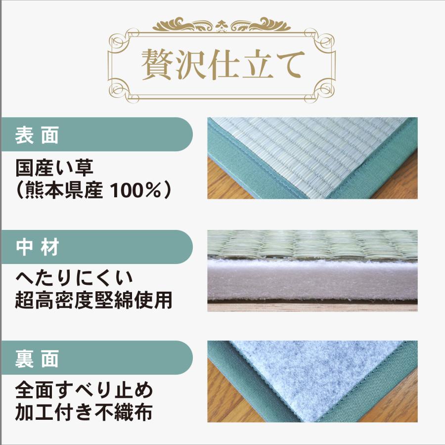 (土日限定クーポン) 国産 畳マット 四つ葉  4連タイプ(ダブル)約140×200cm 厚み:約1.5cm（最厚部）置き畳 ユニット畳 4つ折れ  カビ対策 布団の下に敷く｜rirakusa｜15