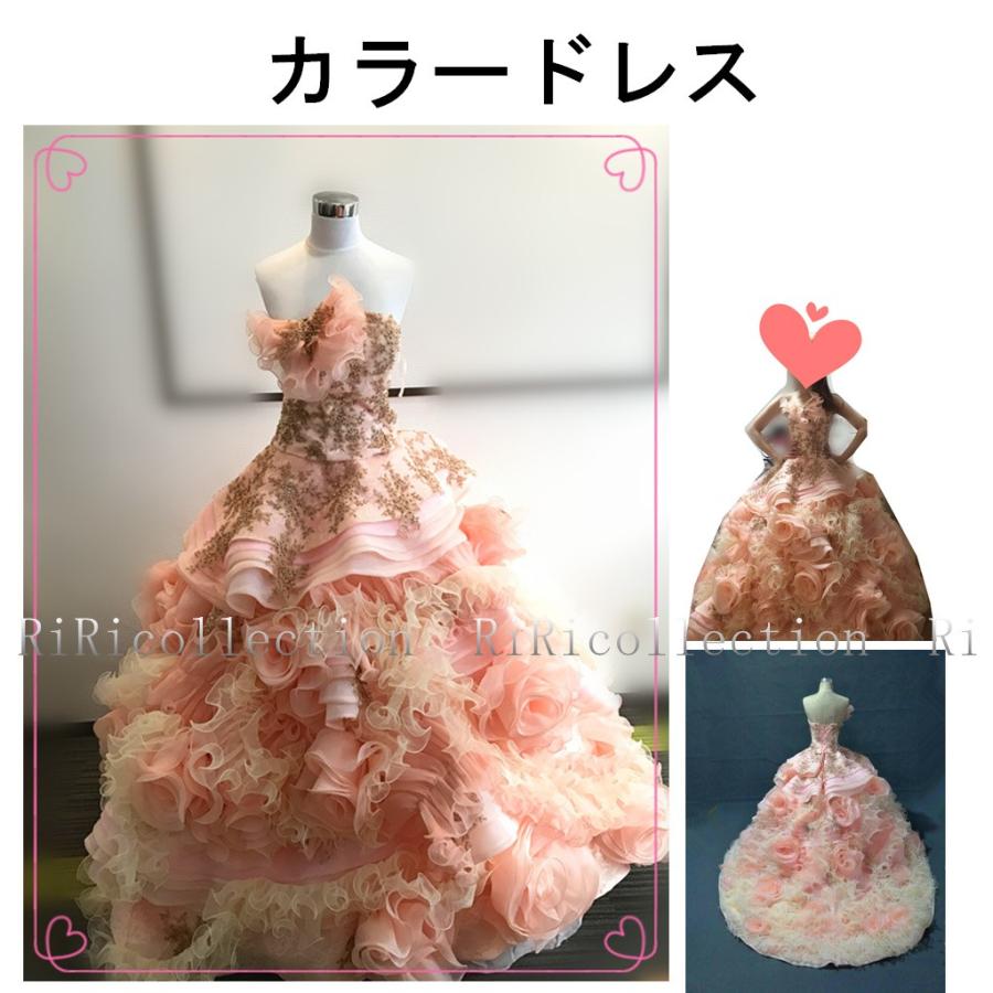 展示未使用品一点限り手縫いドレスオーダーメイド可能 ウェディングドレス花カラードレス