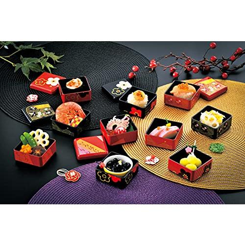 たつみや(Tatsumiya) HAKOYA 重箱 ミニお重珍味角(160ml) 黒華文様梅