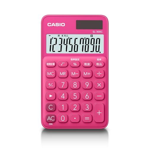 カシオ カラフル電卓 ビビッドピンク 10桁 手帳タイプ SL-300C-RD-N