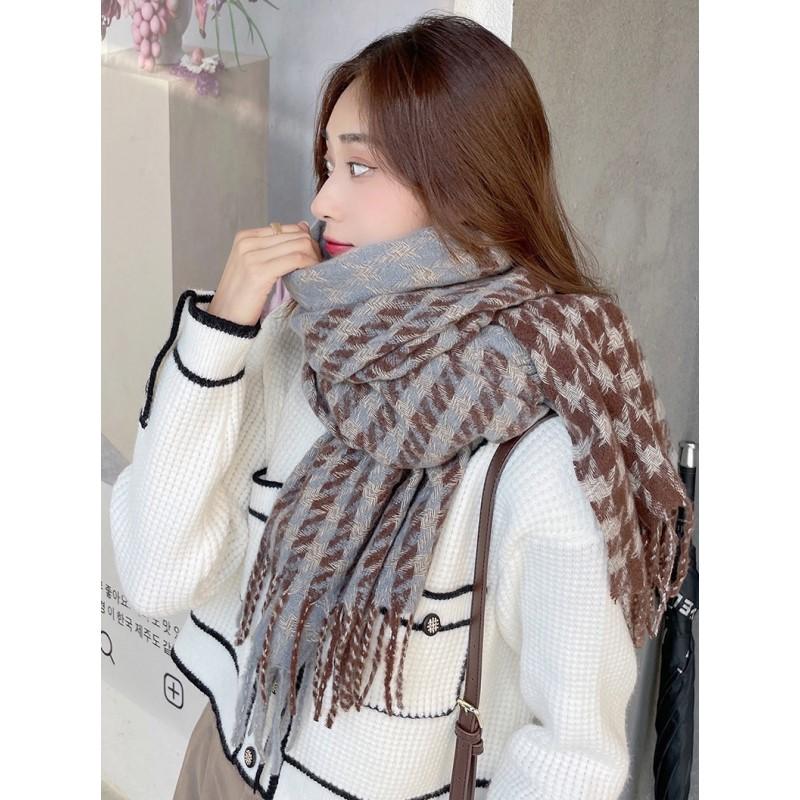 ファリエロサルティ★大判ストール ショール 千鳥格子 バージンウール シルク ファリエロサルティ☆大判ストール ショール 千鳥格子 バージン