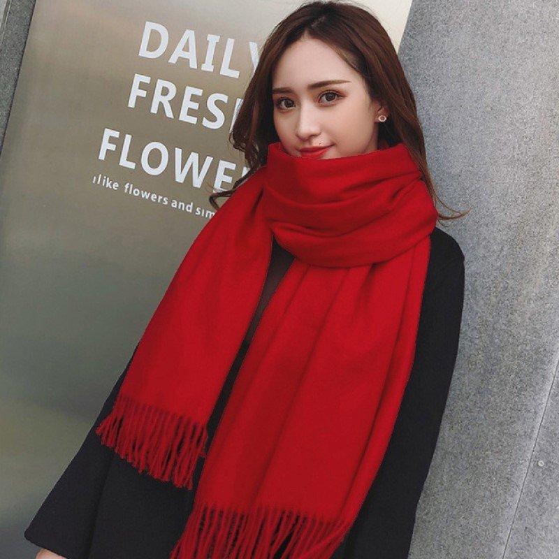 大判ストール 無地 カシミヤタッチ スカーフ 女性 レディース厚く