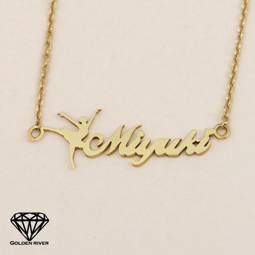 ネームネックレス イニシャルネックレス バレリーナ ウーマン 18金 K18ゴールド