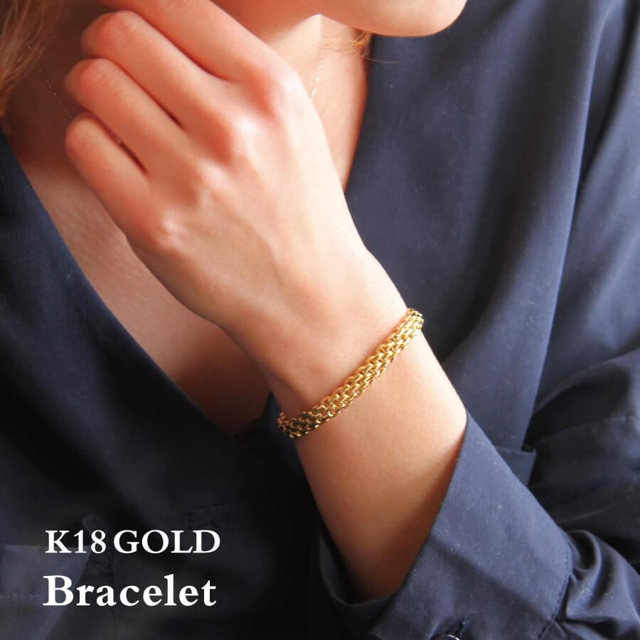 18金 K18 ブレスレット ゴールド チェーンブレス 太め 18k 18金 K18 ブレスレット ゴールド チェーンブレス 太め 18k