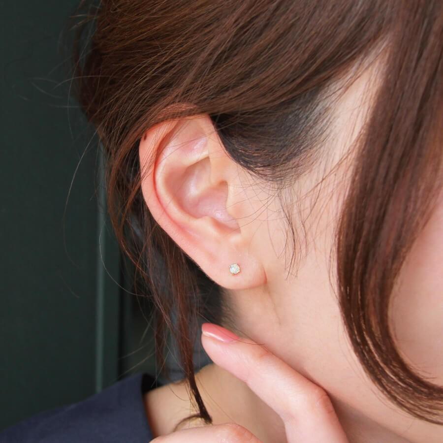 オパール 4本爪 ピアス ゴールド 3mm 四つ爪 pierce K10ゴールド レディス 女性用 10金 10K｜risacrystal｜04