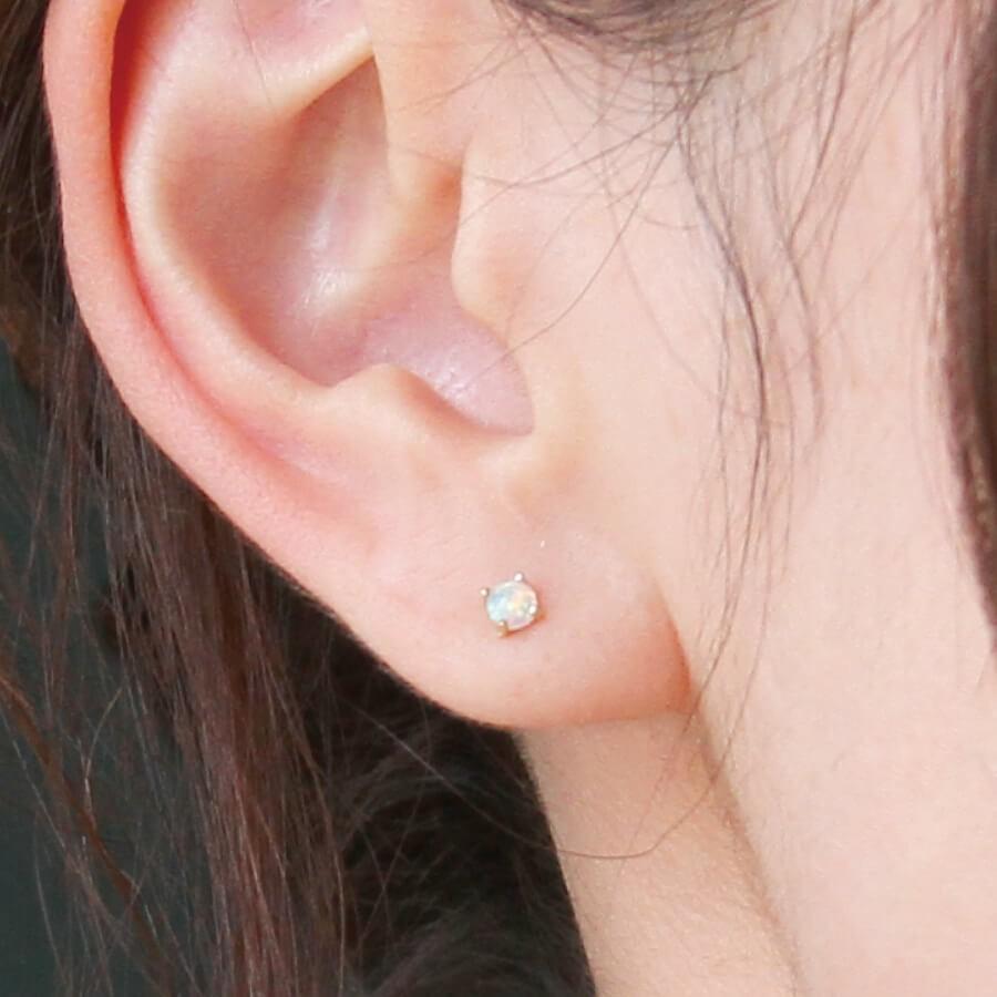 オパール 4本爪 ピアス ゴールド 3mm 四つ爪 pierce K10ゴールド レディス 女性用 10金 10K｜risacrystal｜05