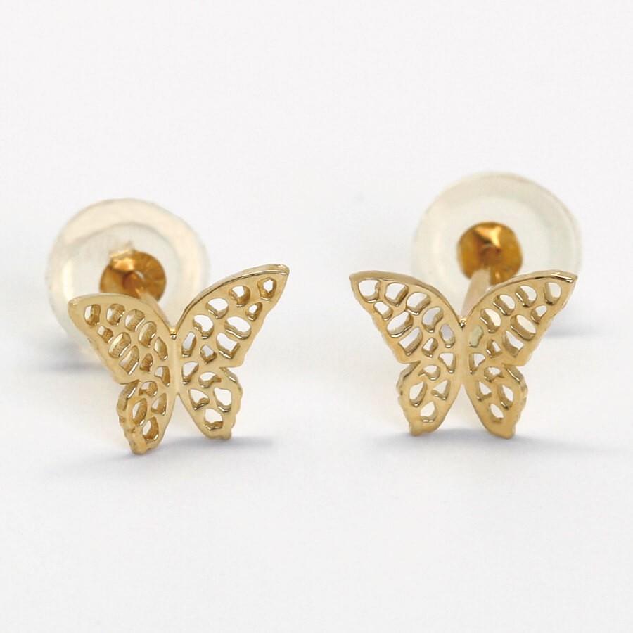 ピアス ゴールド pierce K10ゴールド 透かし バタフライ 蝶 butterfly