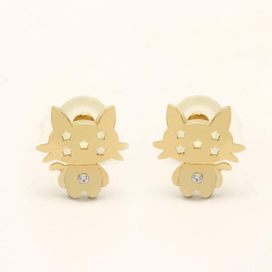 ピアス ゴールド pierce K10ゴールド ネコ ねこ 猫 キャット cat 