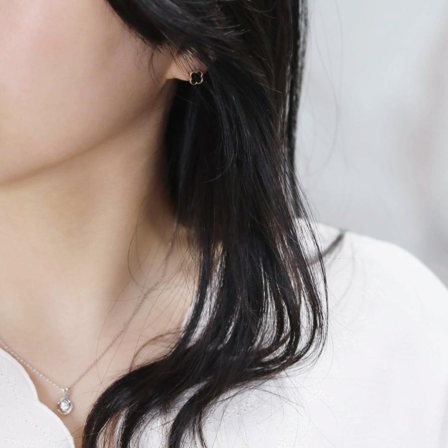 ピアス ゴールド pierce K10ゴールド オニキス フラワー 花 レディス 女性用 10金 10Kの画像