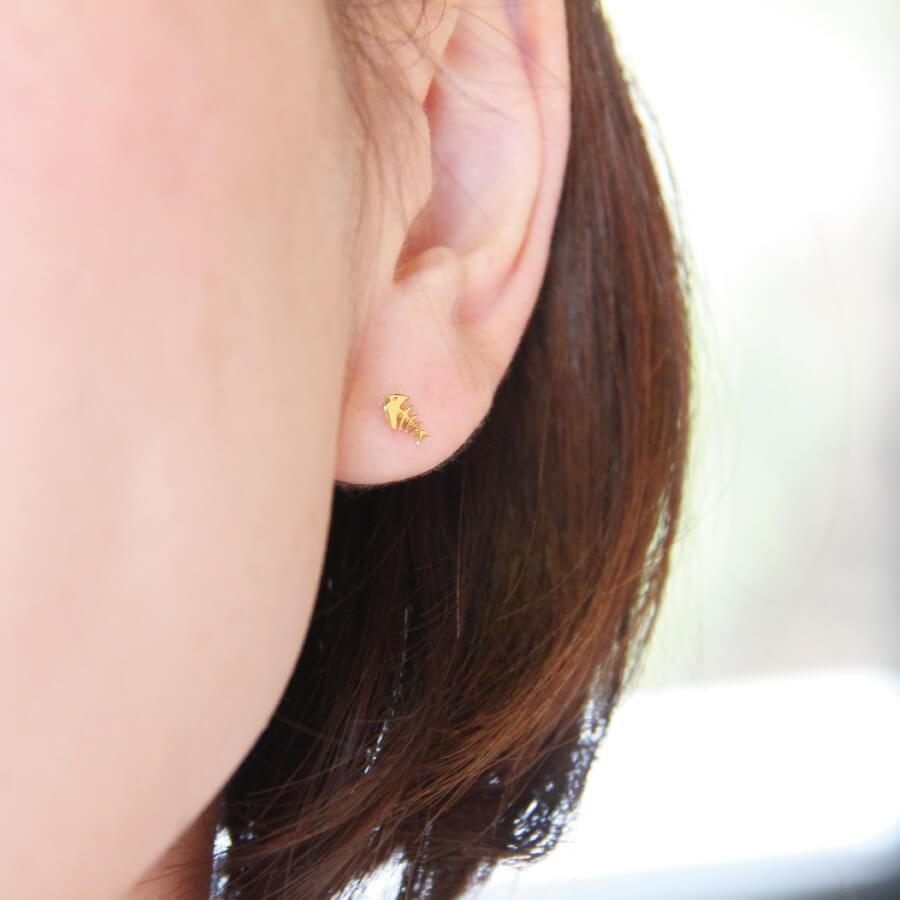 ピアス ゴールド pierce K10ゴールド 魚の骨 フィッシュボーン さかな
