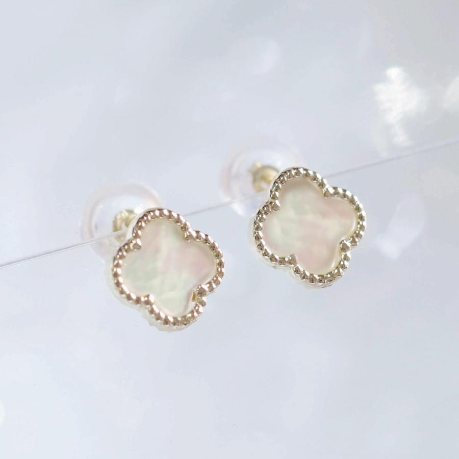 ピアス ゴールド pierce K10ゴールド シェル クローバー 四つ葉 フラワー 花 レディス 女性用 10金 10Kの画像