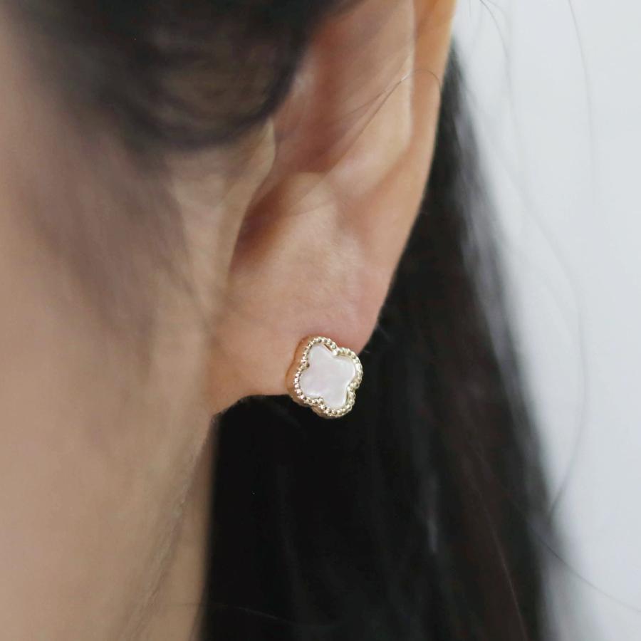 ピアス ゴールド pierce K10ゴールド シェル クローバー 四つ葉 フラワー 花 レディス 女性用 10金 10Kの画像