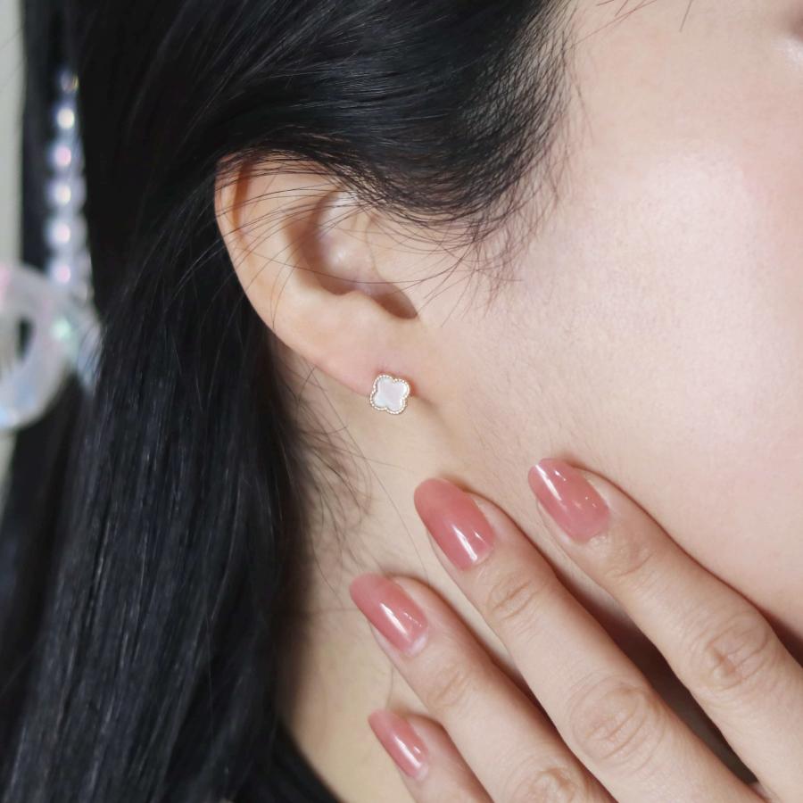 ピアス ゴールド pierce K10ゴールド シェル クローバー 四つ葉 フラワー 花 レディス 女性用 10金 10Kの画像