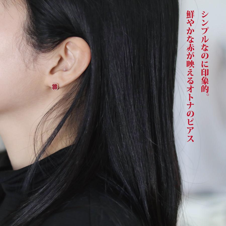 ピアス ゴールド pierce K10ゴールド カーネリアン 赤 フラワー 花 レディス 女性用 10金 10Kの画像