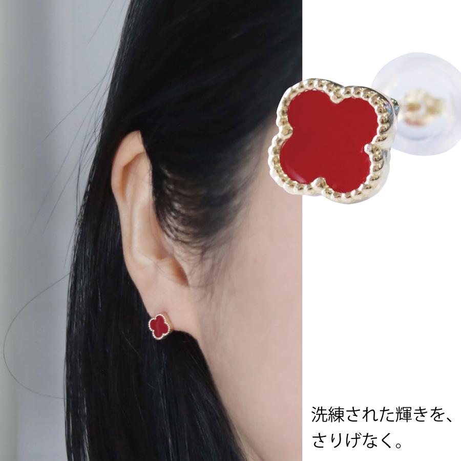 ピアス ゴールド pierce K10ゴールド カーネリアン 赤 フラワー 花 レディス 女性用 10金 10Kの画像