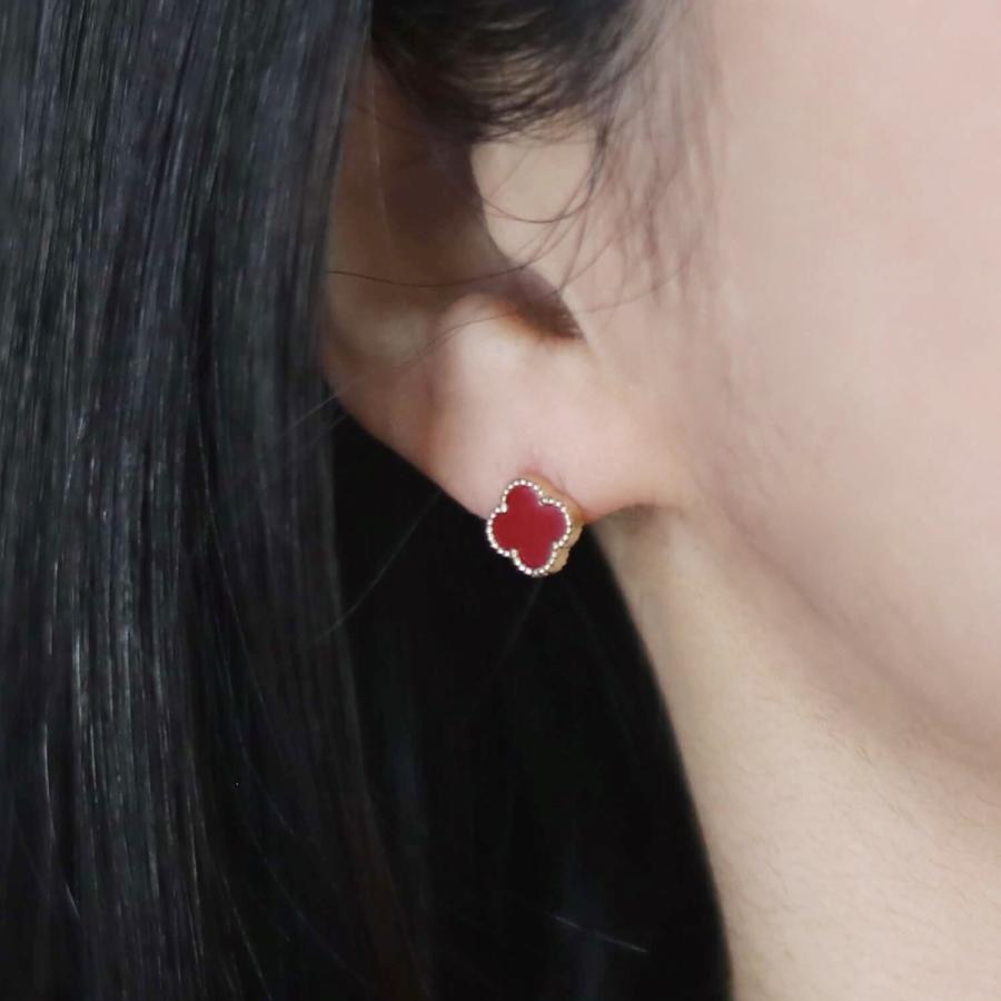 ピアス ゴールド pierce K10ゴールド カーネリアン 赤 フラワー 花 レディス 女性用 10金 10Kの画像