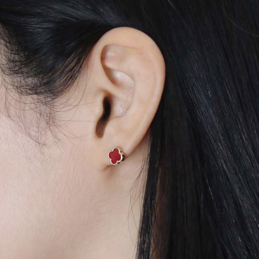 ピアス ゴールド pierce K10ゴールド カーネリアン 赤 フラワー 花 レディス 女性用 10金 10Kの画像