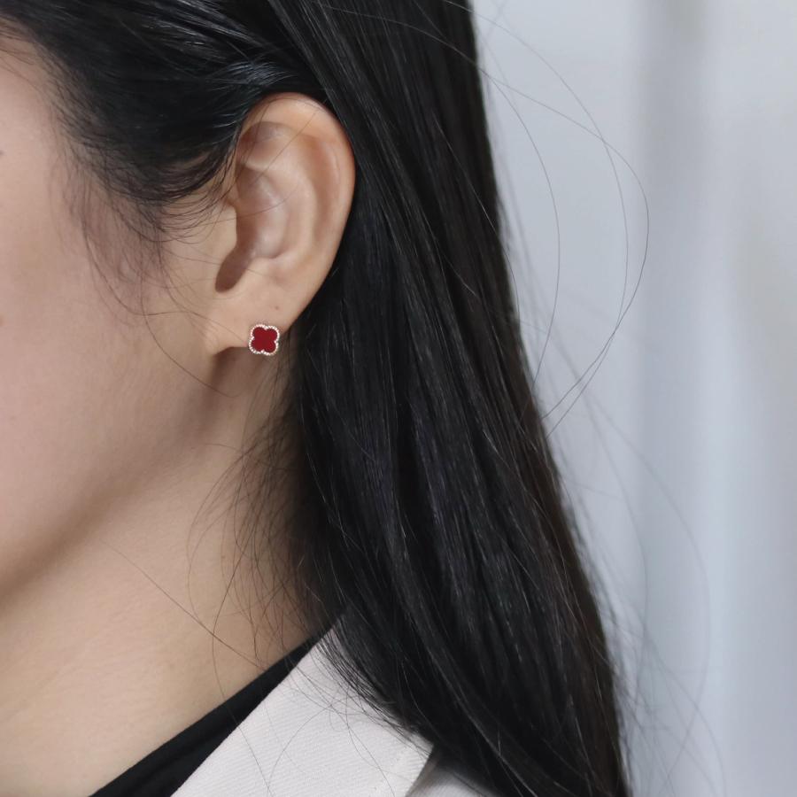 ピアス ゴールド pierce K10ゴールド カーネリアン 赤 フラワー 花 レディス 女性用 10金 10Kの画像