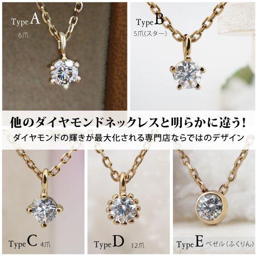 ネックレス レディース ダイヤモンドネックレス 0.1ct 一粒 14金 K14 