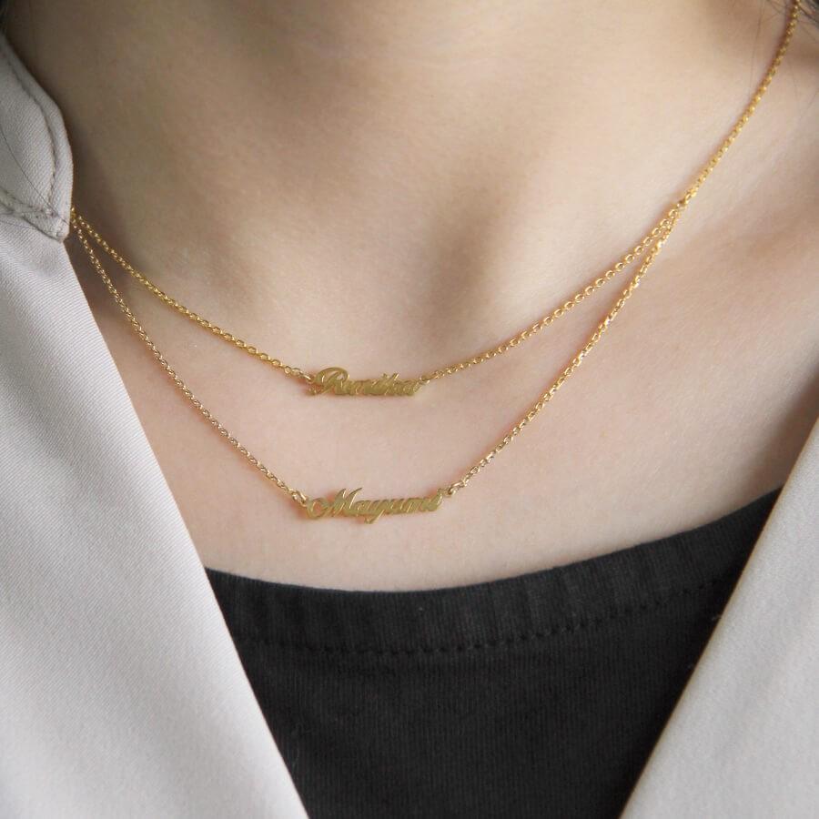 二人の名前で作るネームネックレス 2連タイプ イニシャル ネーム ネックレス オーダーメイド シルバー925 Gd1063 Goldenriver 通販 Yahoo ショッピング