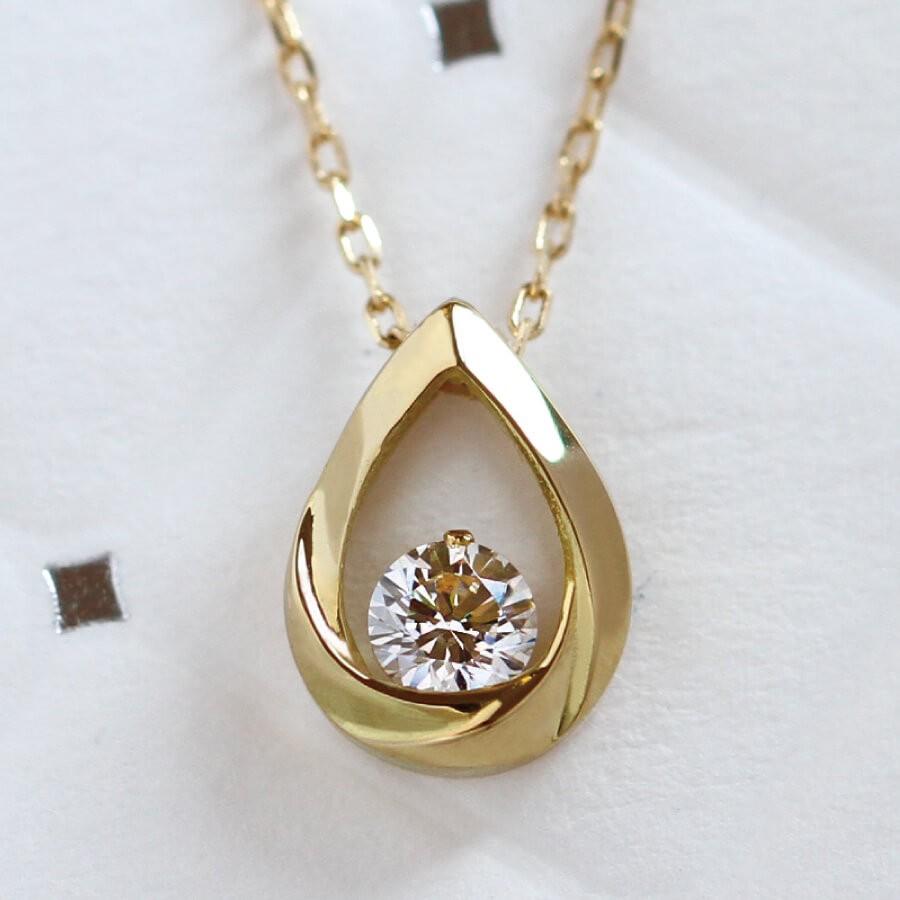 ネックレス レディース 18金 K18 ティアードロップ 雫 涙型 ゴールド