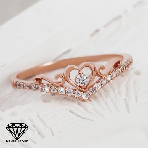 プリンセス ティアラ ハート 重ね着けリング 指輪 K14 14金ピンク