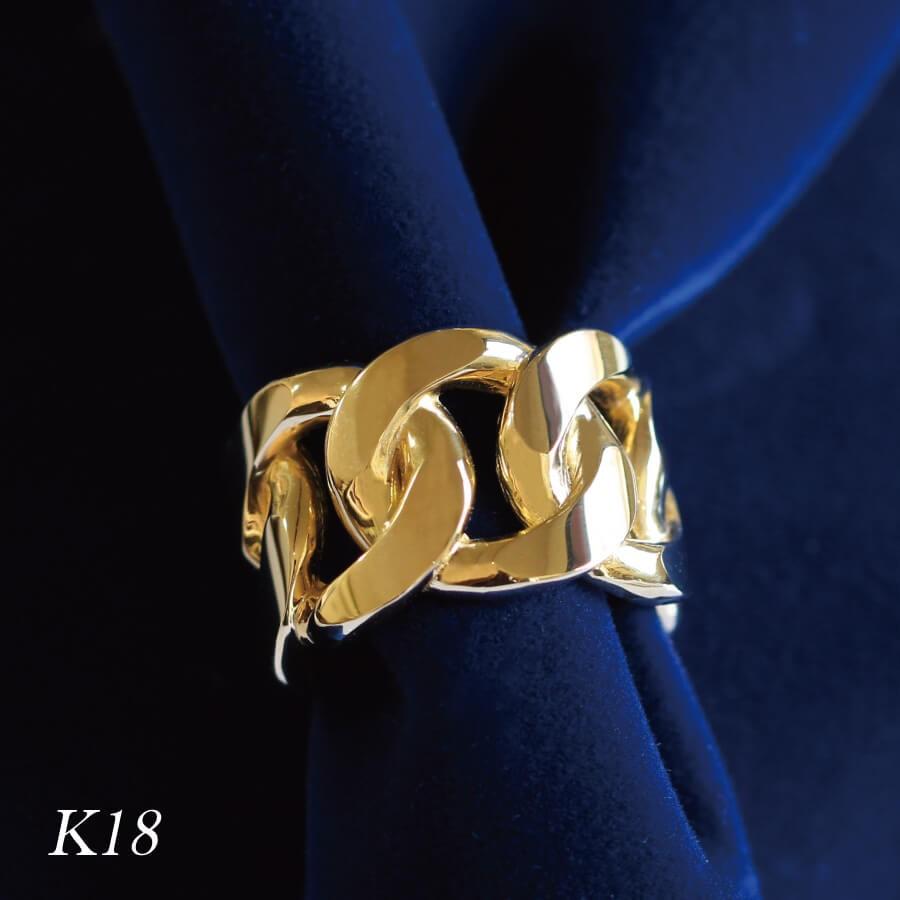 美品) K18ゴールド クロスチェーンリング 18号 - アクセサリー 美品) K18ゴールド クロスチェーンリング 18号 - アクセサリー