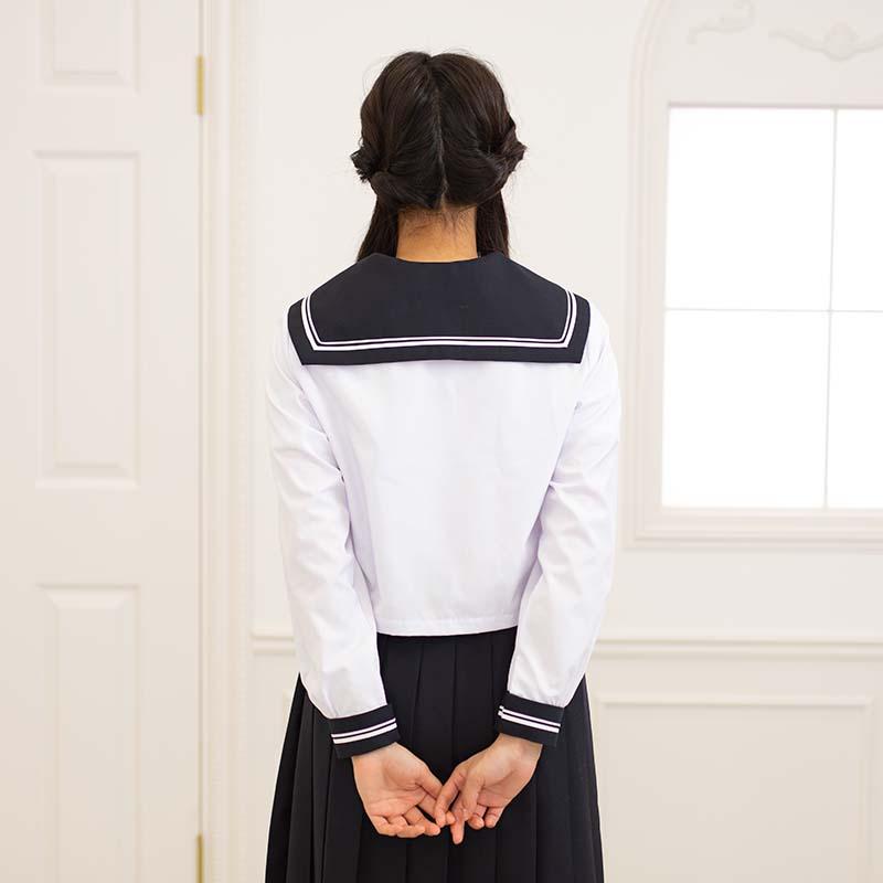 セーラー服用深角浅型/白中1本細1本線 えりセット(紺生地 セーラー服用深角浅型/白中1本細1本線 えりセット(紺生地
