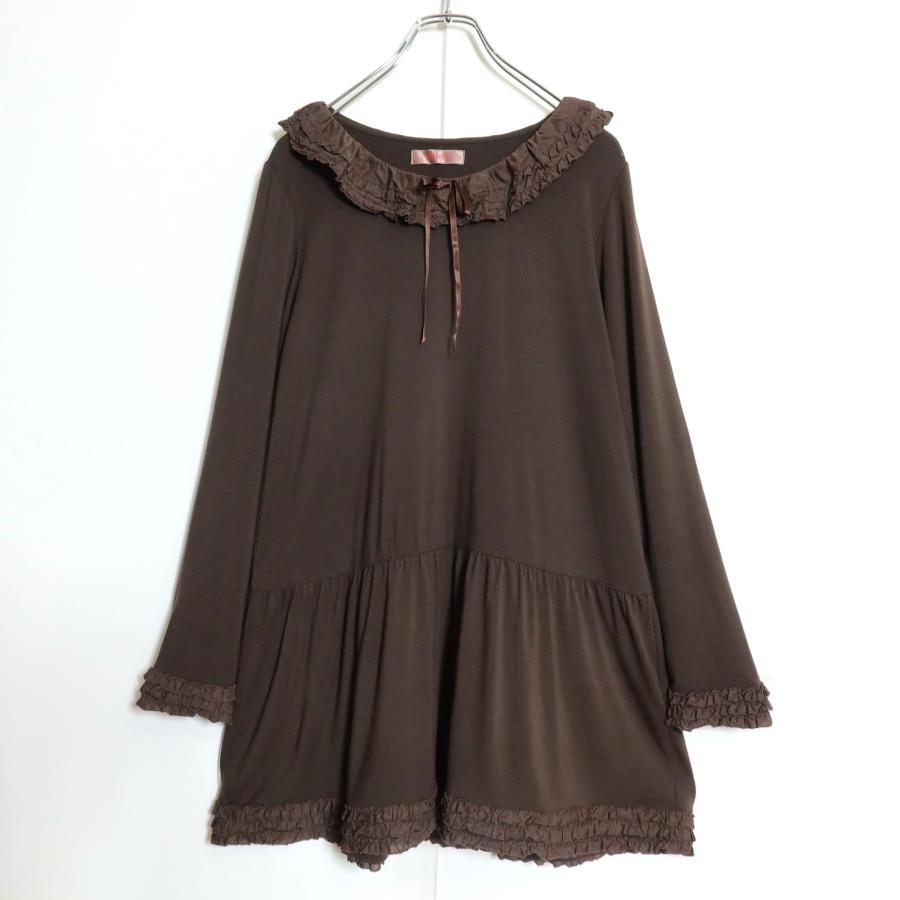 ピンクハウス　綿　ワンピース　長袖　リボン　ピコフリル　襟 ピンクハウス 綿 ワンピース 長袖 リボン ピコフリル 襟 - メルカリ