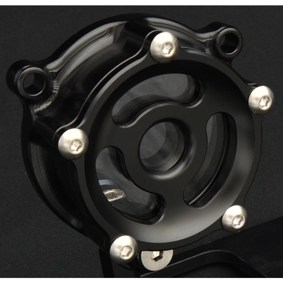 SR400 SR500 削り出し オイルフィルターカバー スケルトン Black