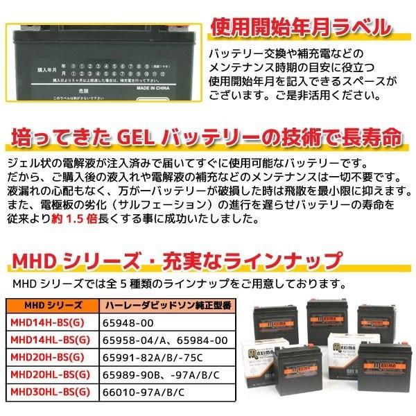 充電済み バイク用ジェルバッテリー 65991-82A 65991-82B 65991-75C 互換 MHD20H-BS(G) FXRS-Liberty ローライダー リバティ｜rise-batterystore｜03