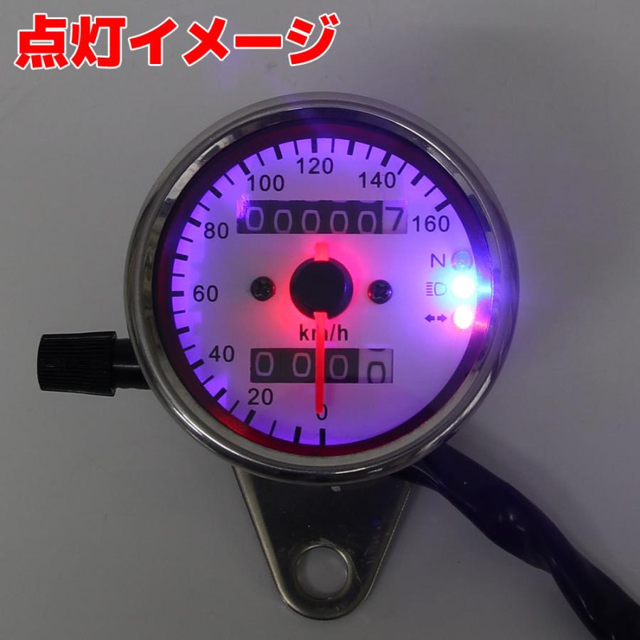 汎用 バイク 機械式 スピードメーター 速度計 60mm 160km/h 3連 ステー