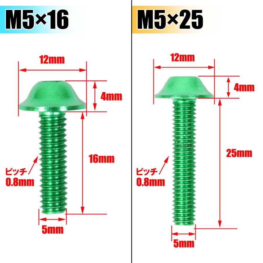 アルミボルトセット グリーン M6 M5 6mm 5mm ボルト 177点 スクリーンナット クリップナット ナンバーボルト カウルボルト 軽量 大容量｜rise-batterystore｜02