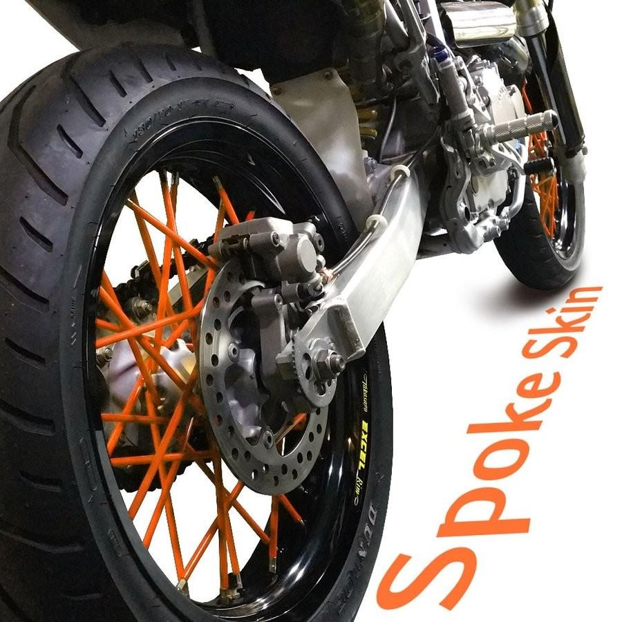 爆買 スポークスキン スポークカバー 蛍光オレンジ 橙 80本 21.5cm