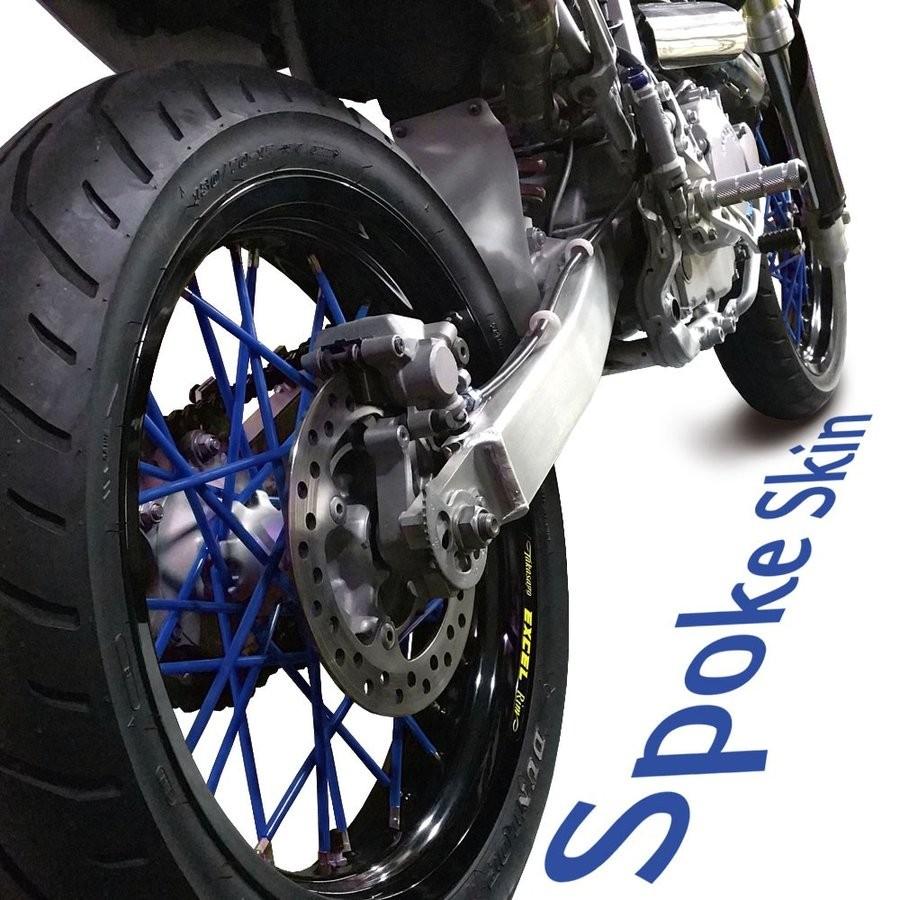スポークスキン スポークカバー ブルー 青 80本 21.5cm スポークラップ ホイールカスタム バイク オートバイ カスタム パーツ｜rise-batterystore｜03