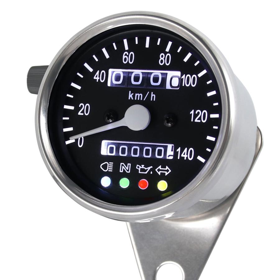 バイク用 機械式 LED ミニ スピードメーター 140km/h 60mm バイク用 機械式 LED ミニ スピードメーター 140km/h 60mm