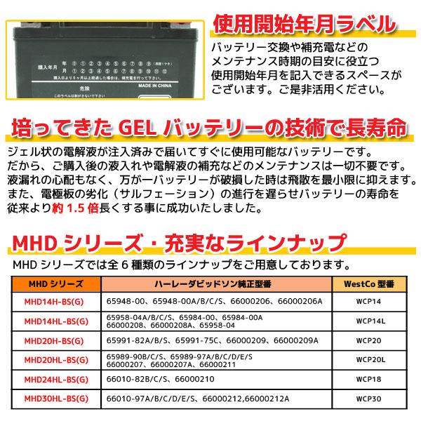 ハーレー専用 充電済み 65958-04/65958-04A/65984-00互換 バイクバッテリー MHD14HL-BS(G) 1年保証付 ジェルタイプ XL1200C スポーツスター1200カスタム｜rise-corporation-jp｜03