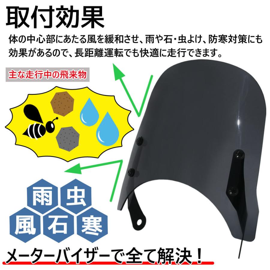 特典あり メーターバイザー スクリーン バイク スモーク シールド 汎用