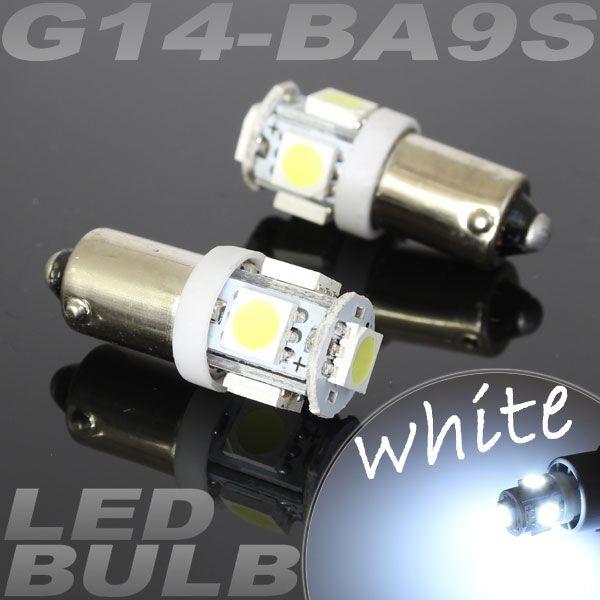 【メール便OK】 5連 SMD/LEDバルブ BA9S G14 シングル ホワイト 白 2個セット スモール ポジション ナンバー ルーム インジケーター 警告灯 マップ｜rise-corporation-jp