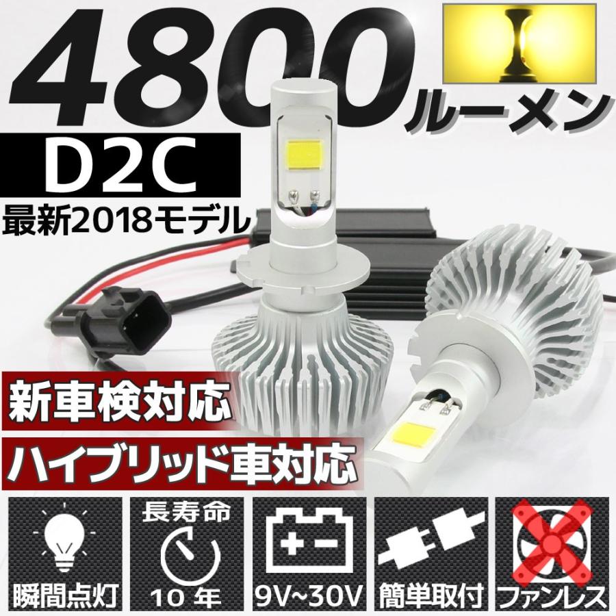 高輝度 4800lm COB LED ヘッドライト D2C 3000K (ケルビン) 2灯分 すれ違い光軸対応 ファンレス 省エネ 長寿命 フォグ ライト ランプ バルブ｜rise-corporation-jp