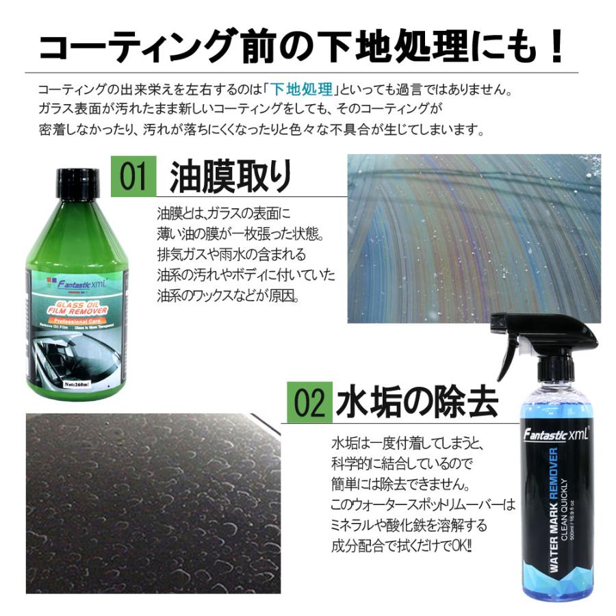 プロ仕様 油膜取り ガラス油膜 被膜落とし 洗車用品 ウィンドウケア 下地処理 ガラスクリーナー ウロコ取り カーケア用品 拭くだけ｜rise-corporation-jp｜05