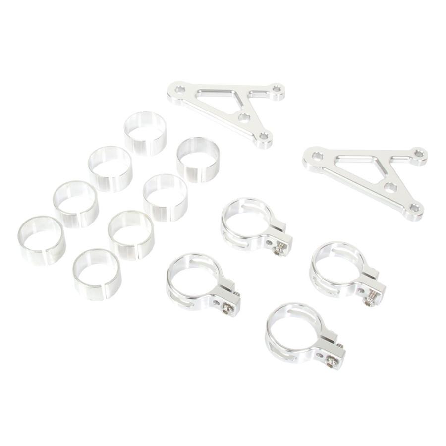 ヘッドライトステー フォーク用 アルミビレット 33mm 銀