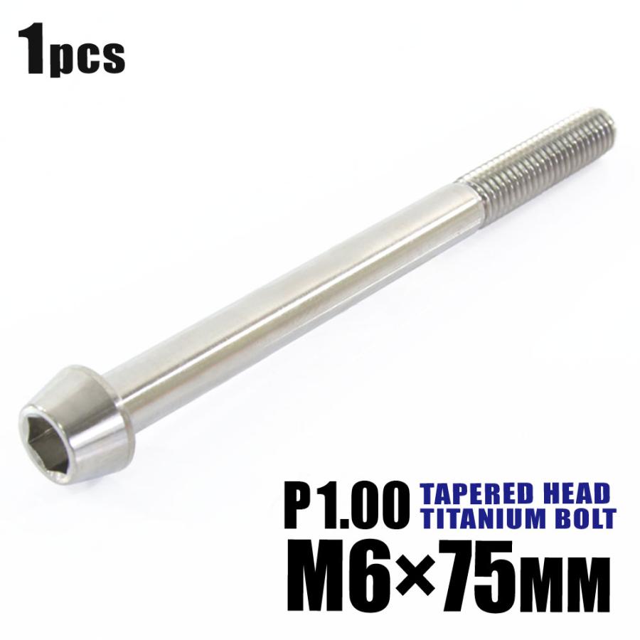 M6×75 P1.00 チタンボルト 1本 6mm 75mm ピッチ1.00 シルバー テーパー