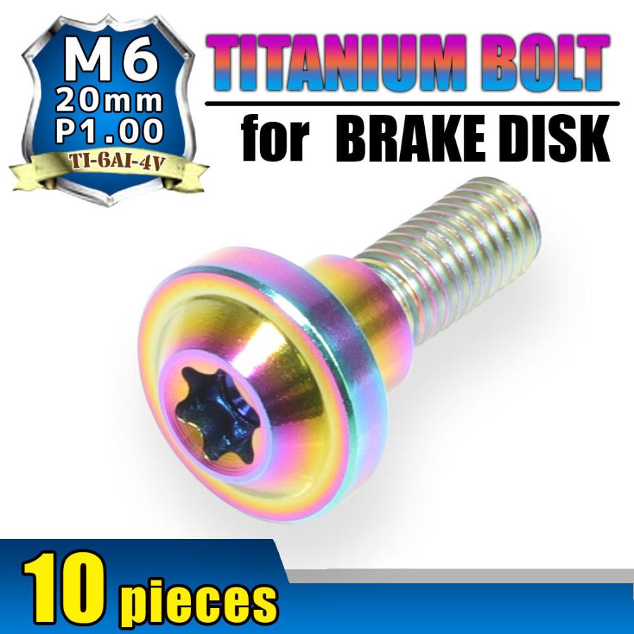 M6×20 P1.00 チタンボルト ブレーキディスクボルト 10本セット 6mm