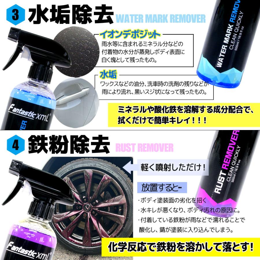 洗車セット 12点セット シリカ コーティング シャンプー 洗車用品 下地処理 水垢 鉄粉除去 タイヤ ガラス マイクロファイバークロス 疎水 撥水 グレー｜rise-corporation-jp｜05