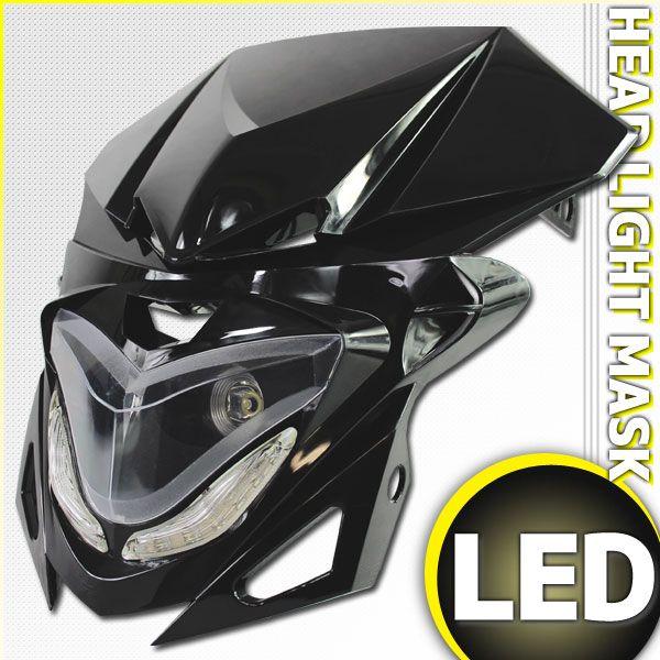 汎用 ストリートエッジ LEDヘッドライト カウルマスク ブラック 黒
