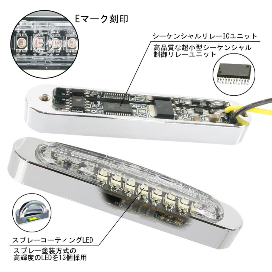 汎用 シーケンシャルウインカー 流れる テープ 12V クローム クリア 小型 LEDウインカー 貼り付け タイプ バイク カスタム パーツ｜rise-corporation-jp｜02