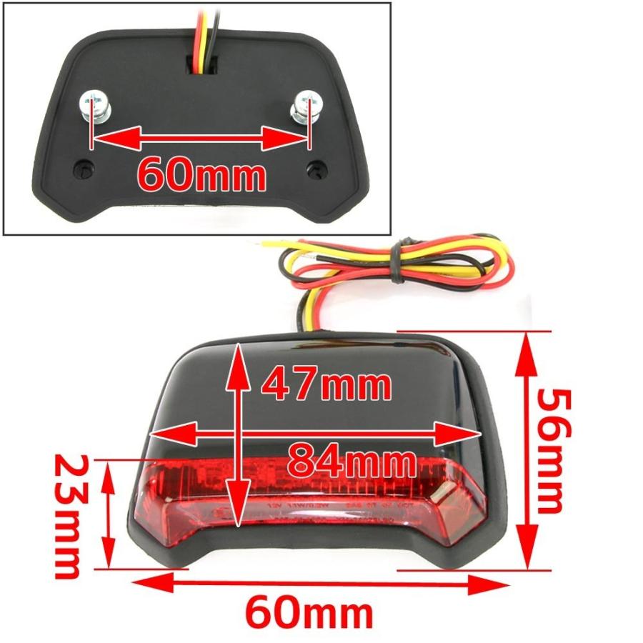 汎用 フェンダーマウント LED テールランプ ブラックボディ レッドレンズ バイク オートバイ カスタム パーツ テールライト ブレーキランプ ストップランプ｜rise-corporation-jp｜05