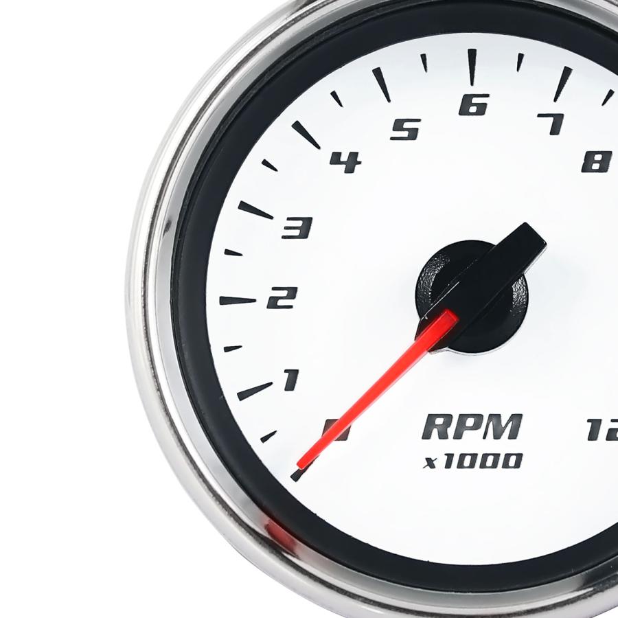 バイク用 電気式 LED ミニ タコメーター 12000RPM 60mm ホワイト バイク用 電気式 LED ミニ タコメーター 12000RPM 60mm ホワイト
