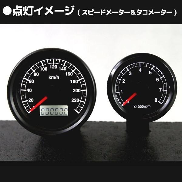 バイク用 電気式 x1000rpm LEDタコメーター 48mm 48ミリ ブラック ボディ/ブラック パネル 黒/黒 SRV250S ルネッサ GX250 GX400 XS250などに｜rise-corporation-jp｜06